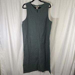 Original TY Wear Linen Blend Maxi Dress Womens 16 Green Sleeveless Vneck Pockets
